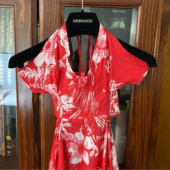 Free People Floral Red Maxi Dress with Slit Size XS - Picture 9 of 15